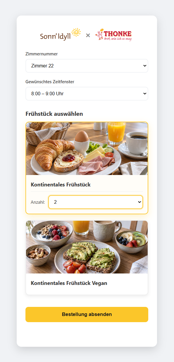 Webapp zur Frühstücksbestellung